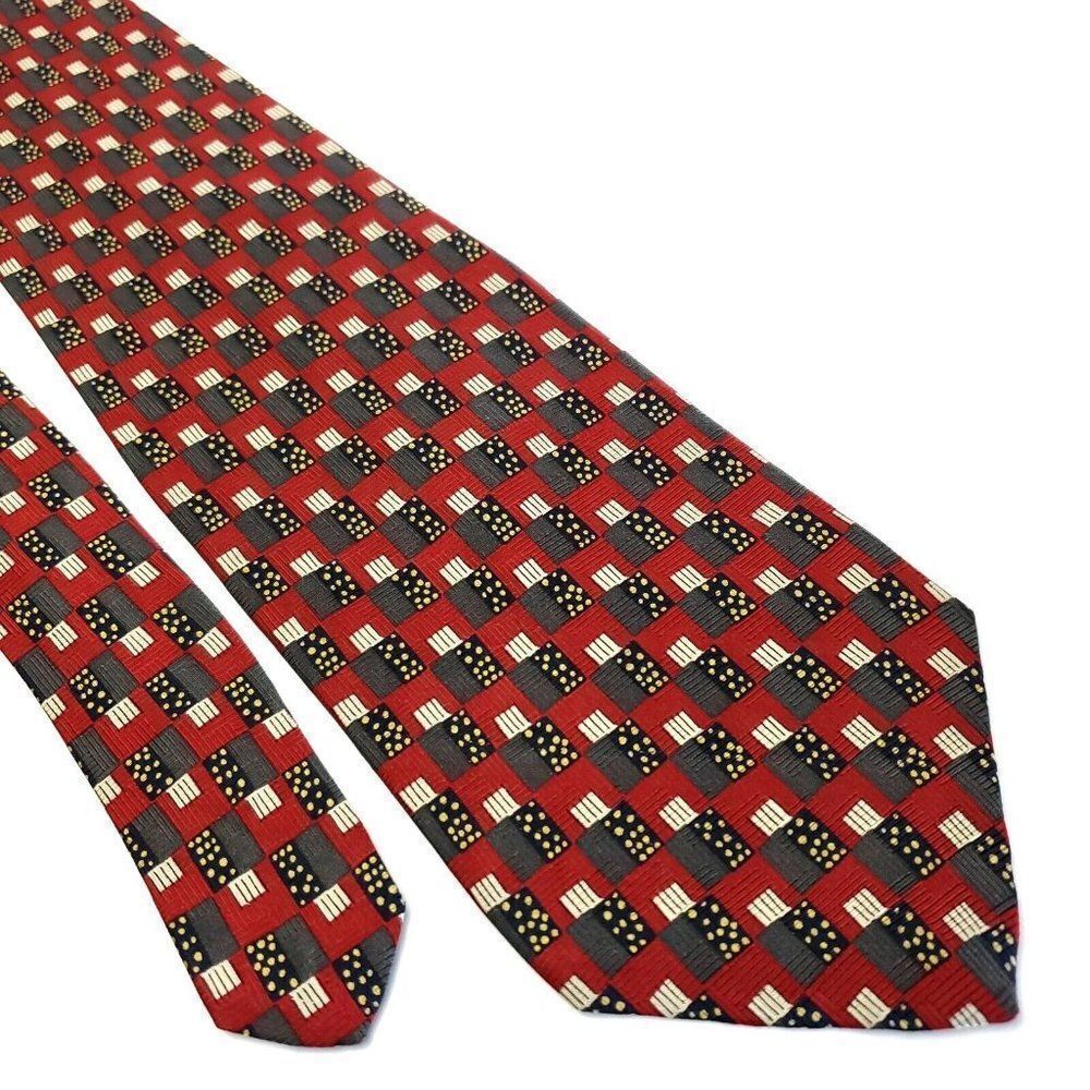 Robert Talbott Mark Shale‎ Red Red Geometric Wide Silk Tie